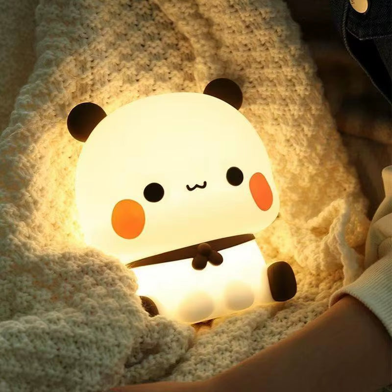 Cute Bear Night Light 3 Modes Dimmable Silicone Nursery Sleeping Lights Novelty Touch Nightlight Kids Girls Bedroom Bedside Lamp
