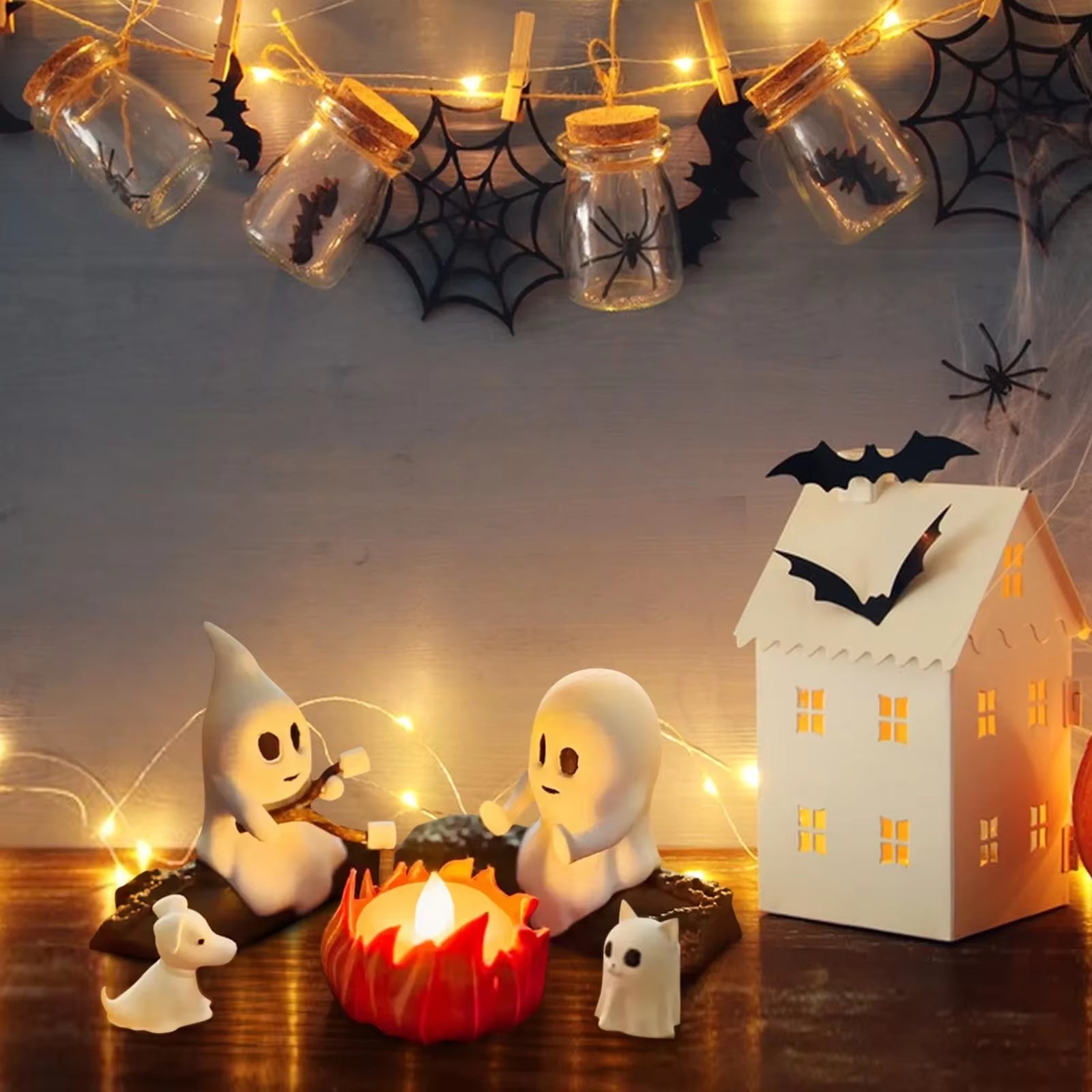 1 Set Christmas Ghost Campfire Decor Spooky Outdoor Party Haunted House Props Scary Backyard Scene Gathering Decoration Gift