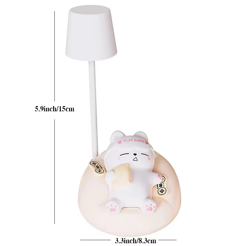 LED Desk Lamp Mini Cat Dimming Reading Light 3 Lighting Mode USB Rechargeable Bedside Nightlight Cute Portable Night Light Gifts
