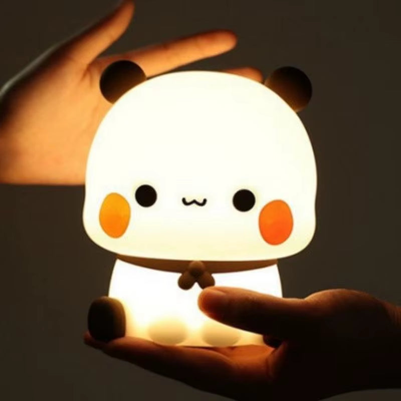 Cute Bear Night Light 3 Modes Dimmable Silicone Nursery Sleeping Lights Novelty Touch Nightlight Kids Girls Bedroom Bedside Lamp