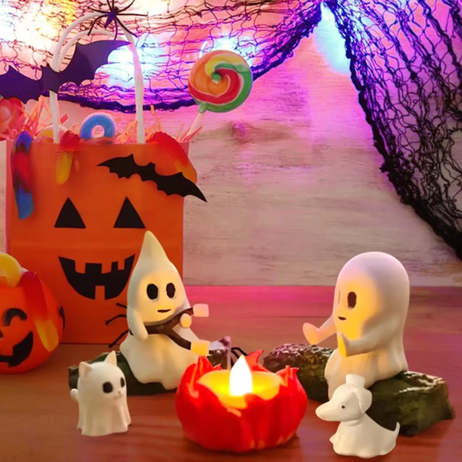 1 Set Christmas Ghost Campfire Decor Spooky Outdoor Party Haunted House Props Scary Backyard Scene Gathering Decoration Gift