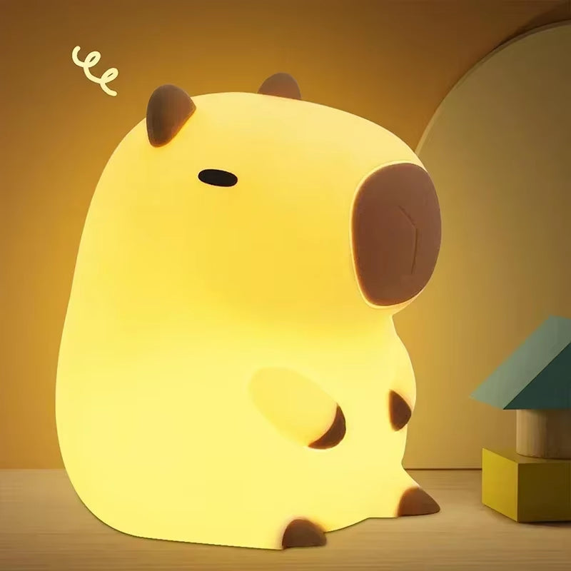 Cute Capybara Nightlight,Led Squishy Animal Night Lamp,Soft Silicone Novelty Nightlights,Kids Funny Lamps Gifts