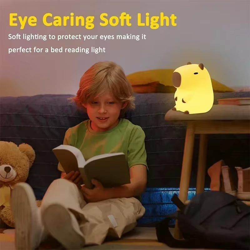 Cute Capybara Nightlight,Led Squishy Animal Night Lamp,Soft Silicone Novelty Nightlights,Kids Funny Lamps Gifts