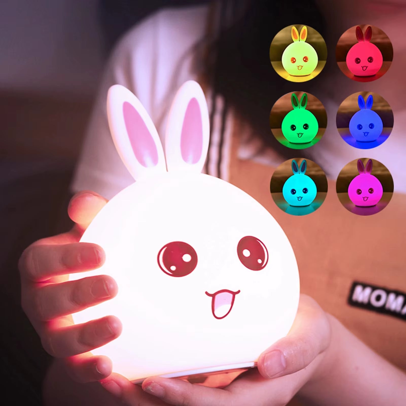 Led Rabbit Night Light USB for Children Baby Kids Gift Animal Cartoon Decorative Lamp Bedside Bedroom Living Room