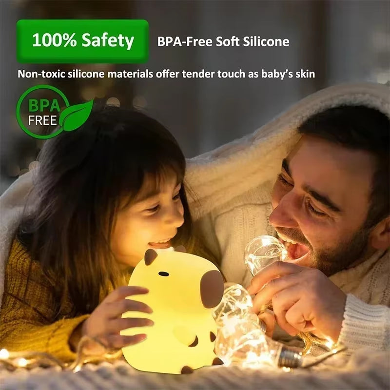 Cute Capybara Nightlight,Led Squishy Animal Night Lamp,Soft Silicone Novelty Nightlights,Kids Funny Lamps Gifts