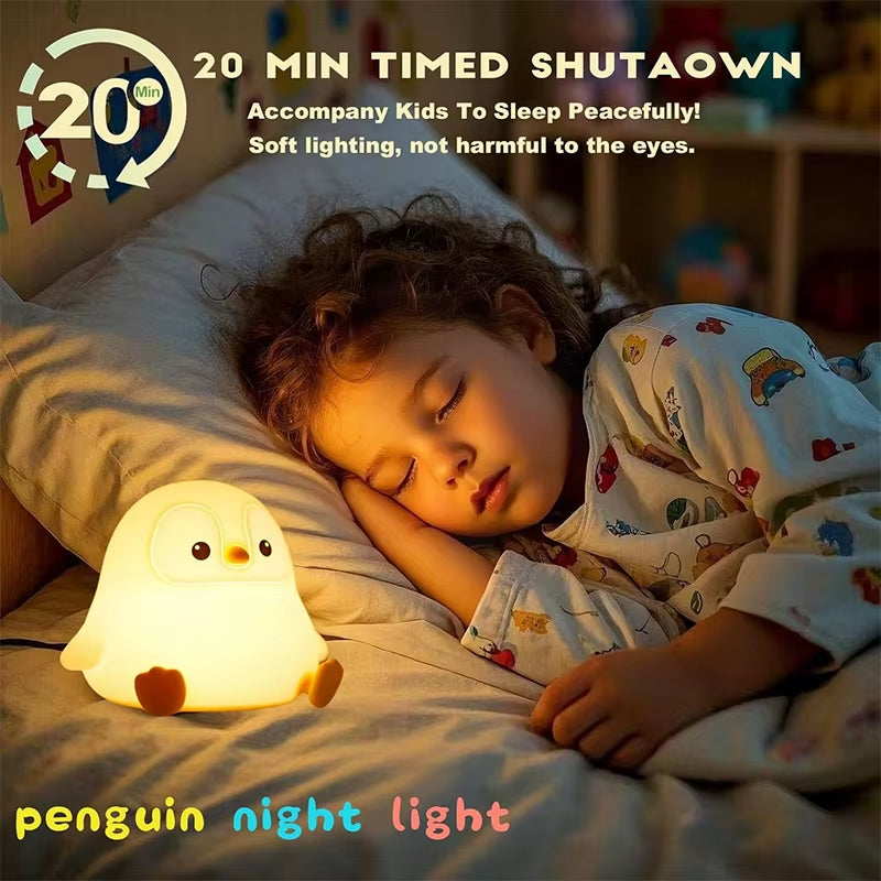 Cute Penguin Night Light,Led Squishy Novelty Lamp,2 Levels Dimmable Nursery Bedroom Nightlight for Kids, Dorm Decor