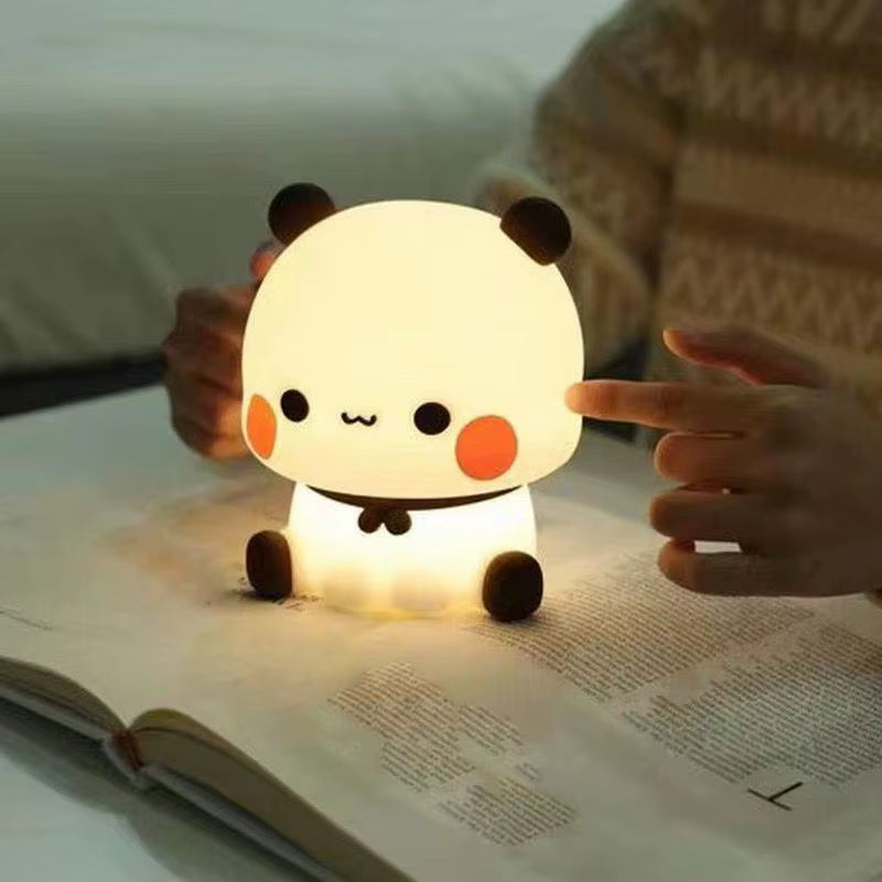 Cute Bear Night Light 3 Modes Dimmable Silicone Nursery Sleeping Lights Novelty Touch Nightlight Kids Girls Bedroom Bedside Lamp