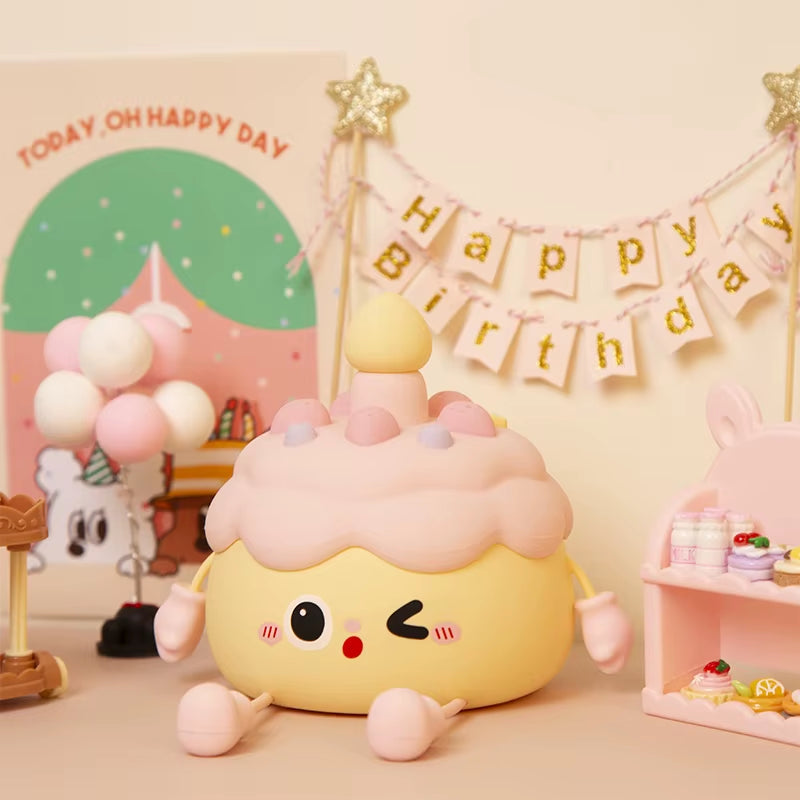 Beautiful Silicone Nightlight Room Decoration Light Cute Birthday Cake Pat Light USB Charging Birthday Gift for Boys and Girls